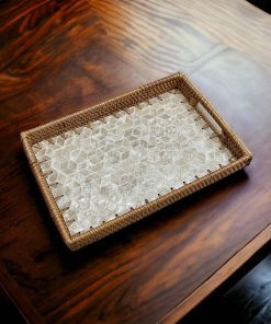 Khay Chữ Nhật Đan Coivibes Khảm Xà Cừ Trắng Ngà Họa Tiết Hình Học